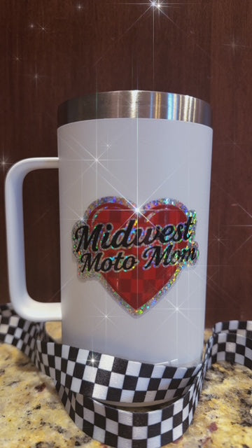 Midwest Moto Mom Glitter Heart Sticker