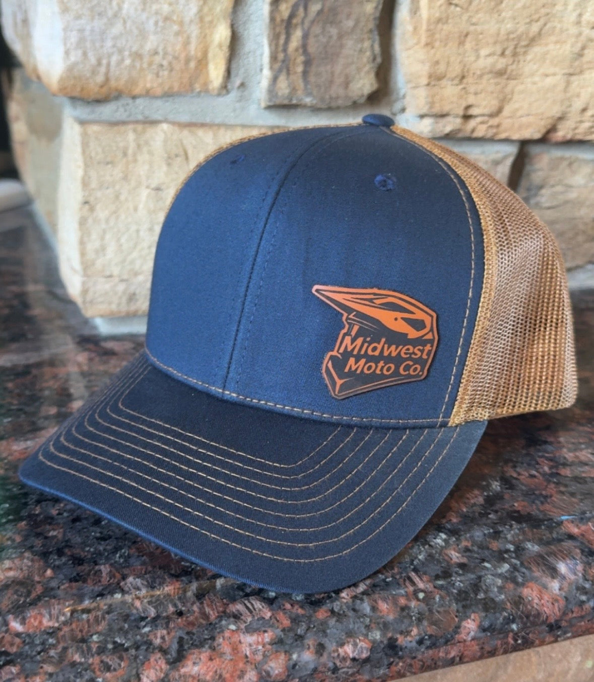 Helmet Trucker Hat - Navy/Caramel